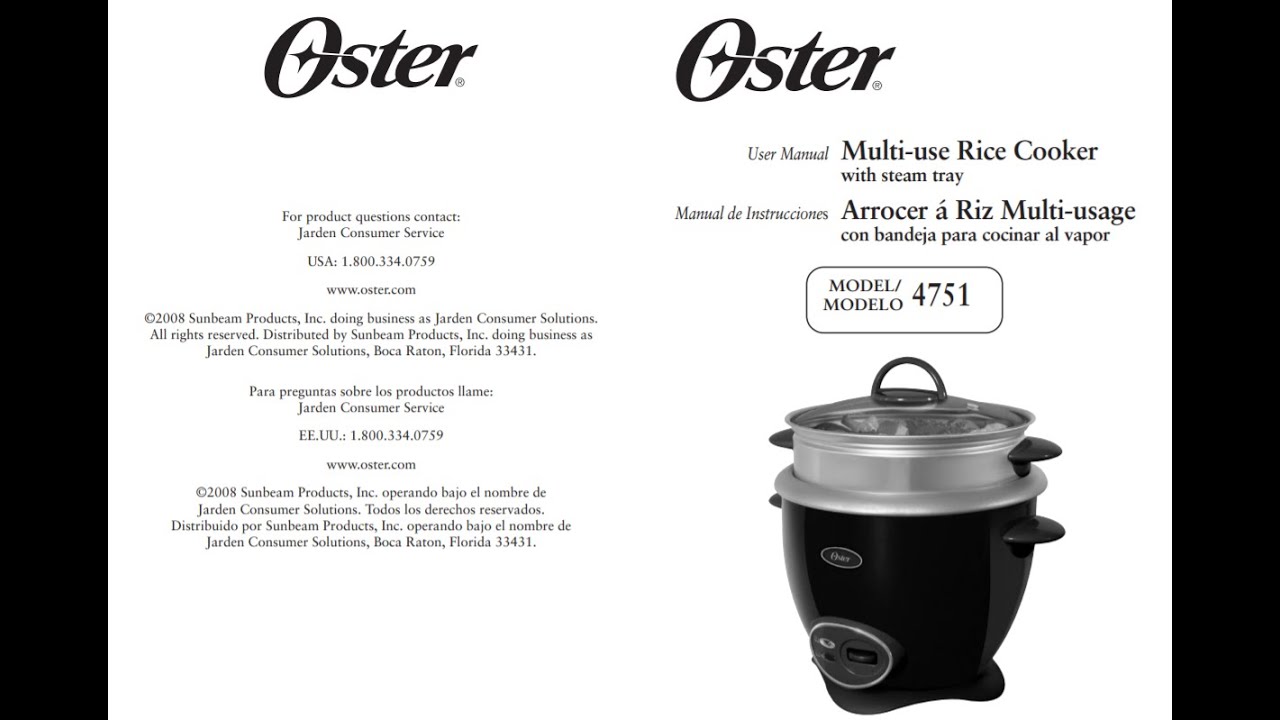 Oster rice cooker instructions