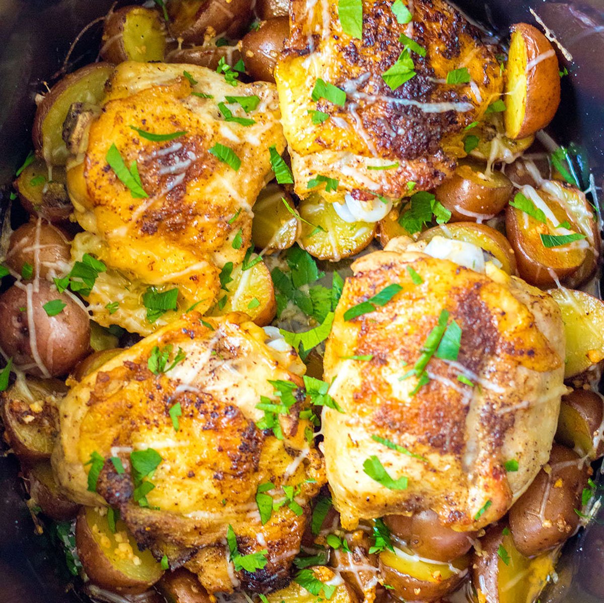 Slow cooker garlic parmesan chicken