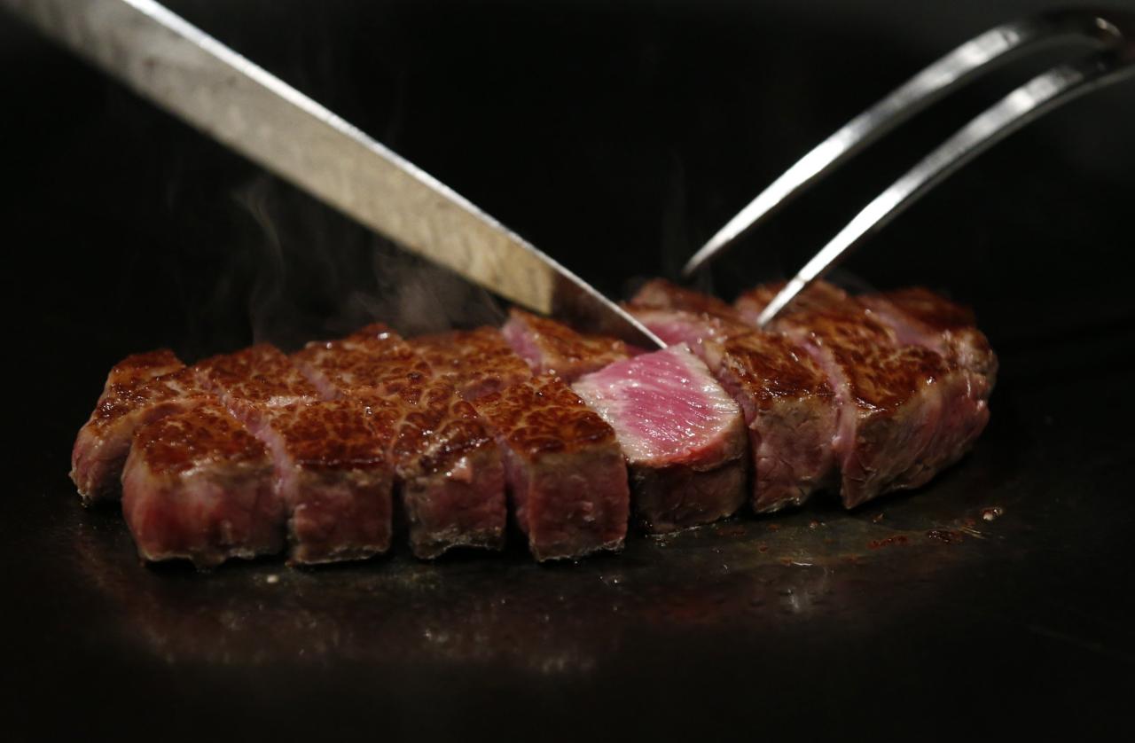 Wagyu steak beef plated